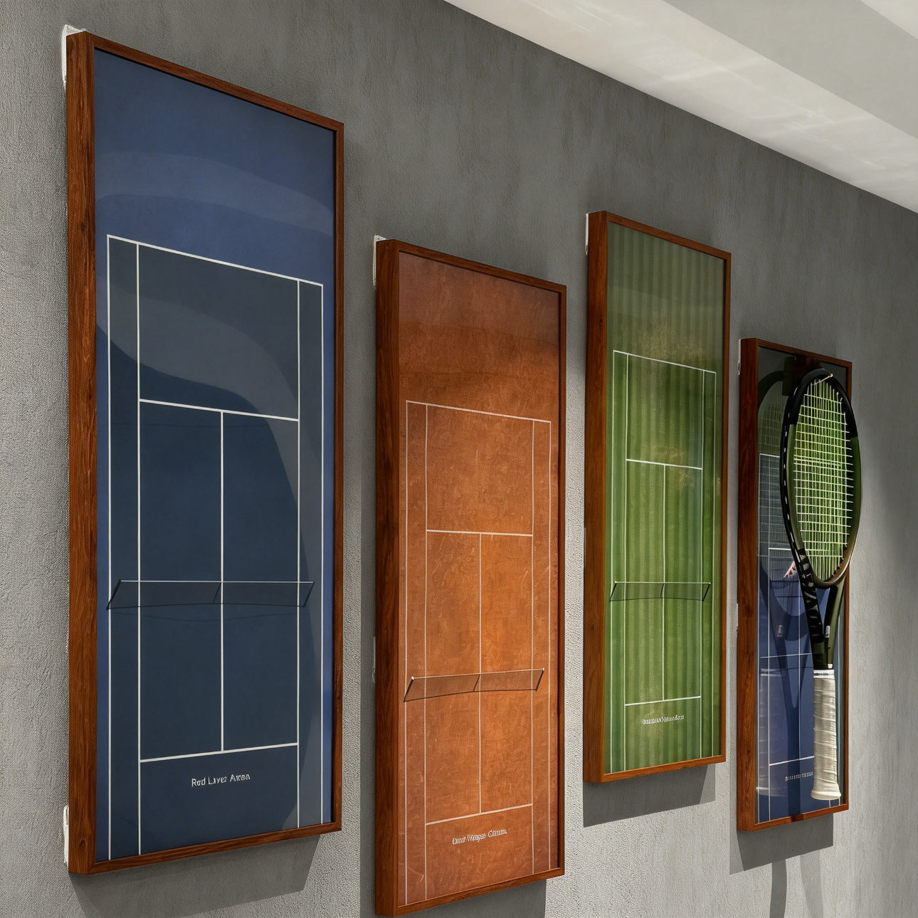 Tennis Racquet Display Frame Set of 4 – Wall Mount Frames for Racquet Storage & Display tennis tennis racket