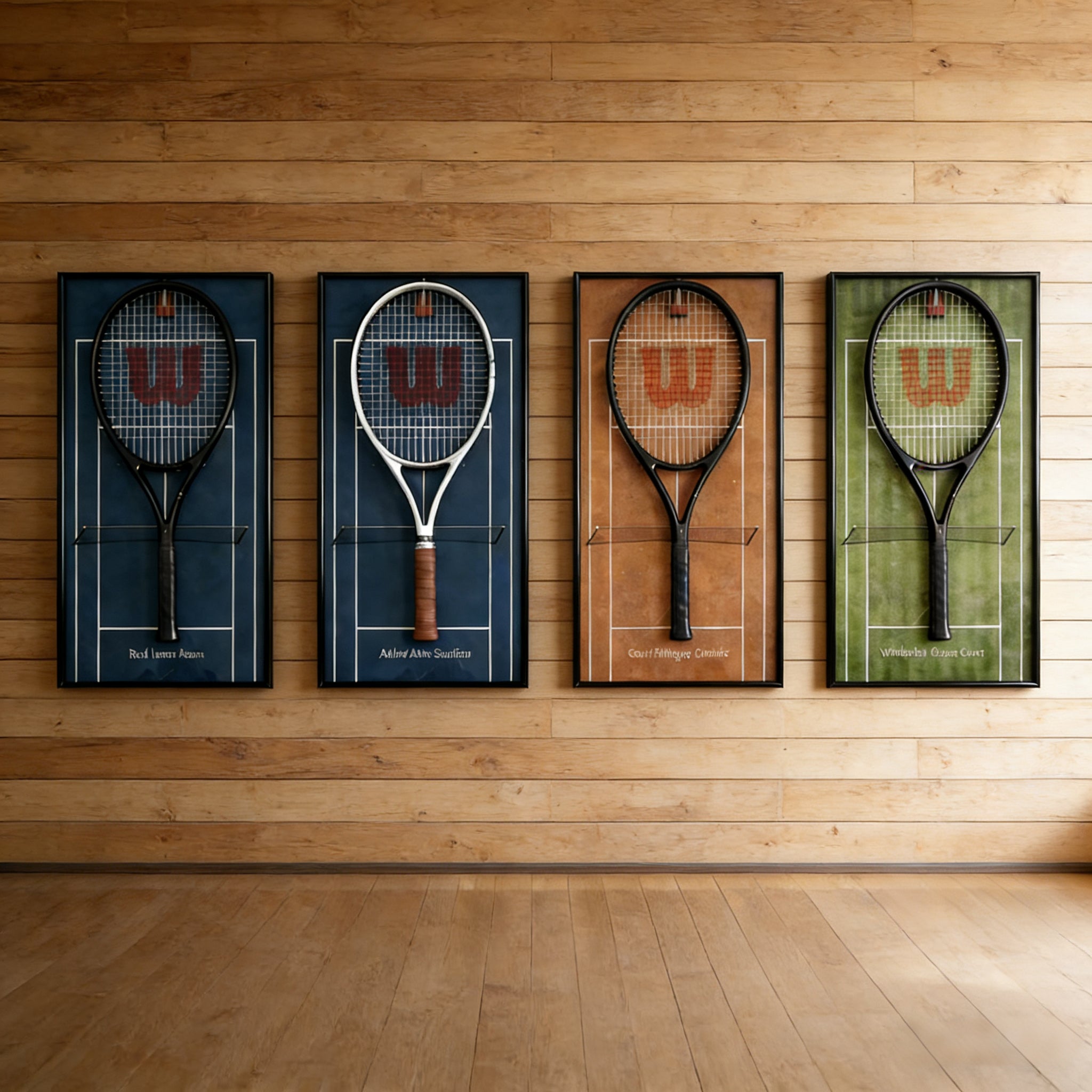 Tennis Racquet Display Frame Set of 4 – Wall Mount Frames for Racquet Storage & Display tennis tennis racket