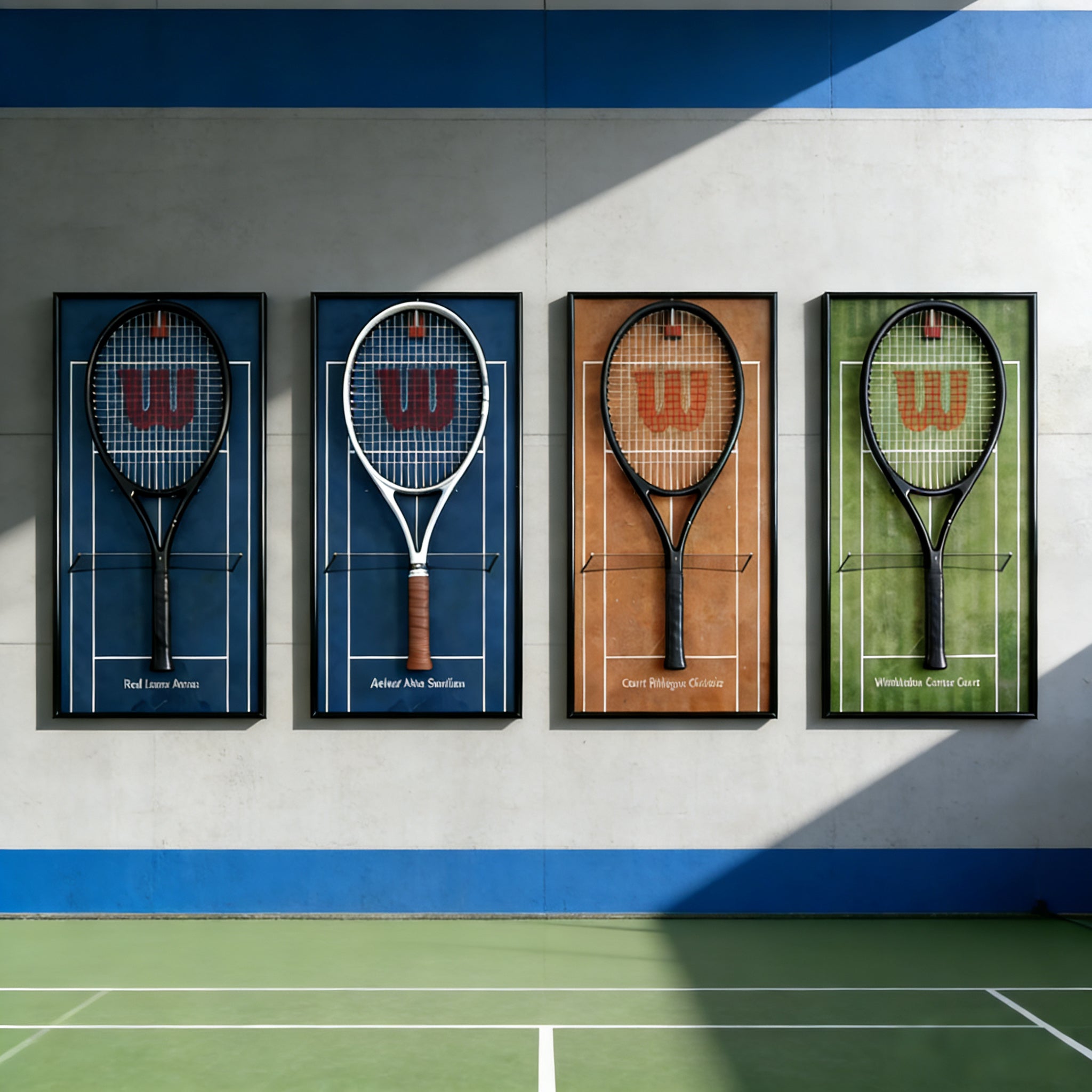 Tennis Racquet Display Frame Set of 4 – Wall Mount Frames for Racquet Storage & Display tennis tennis racket