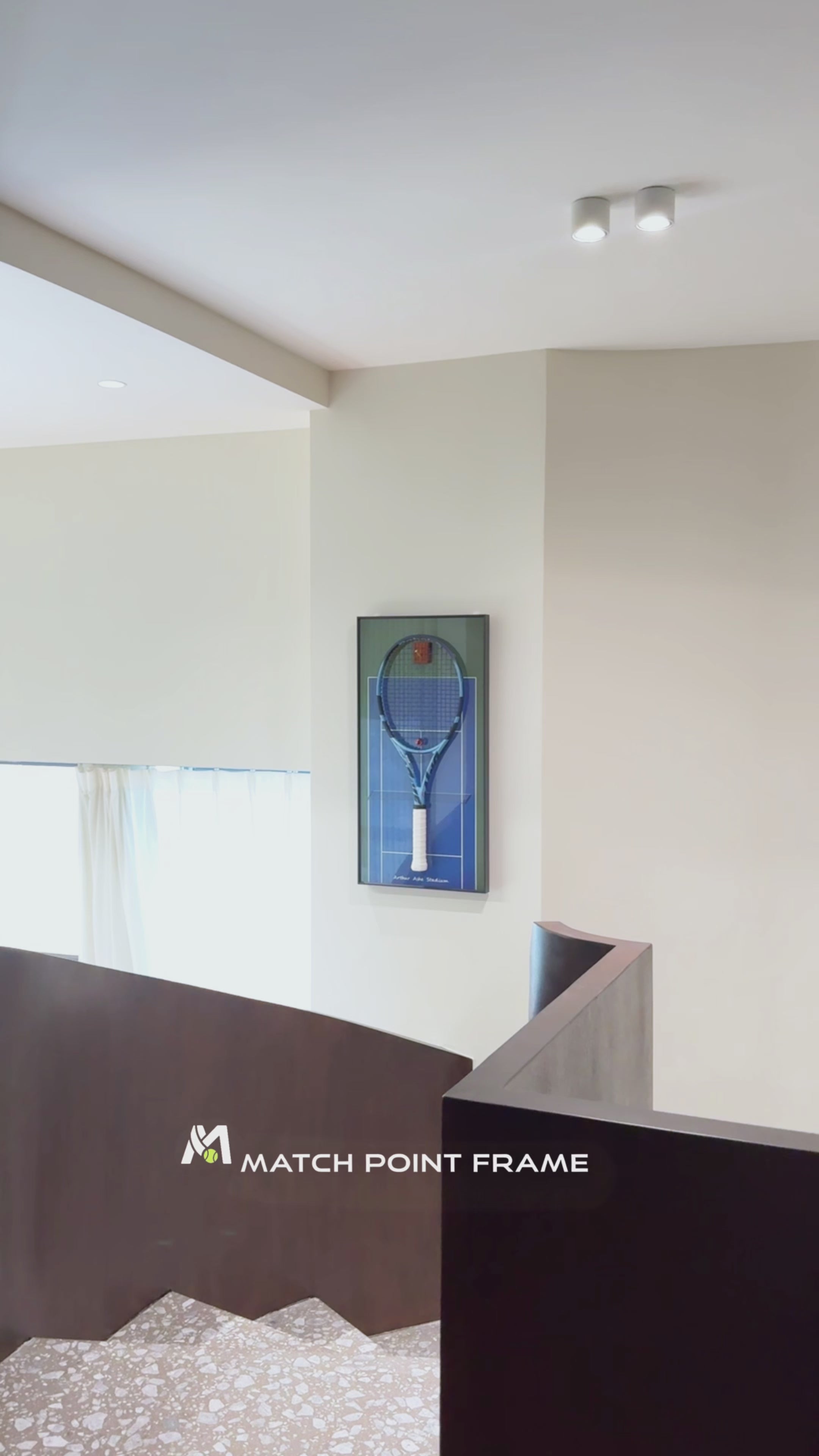 Midnight Blue Tennis Racket Display Frame – Wall Mount Racquet Holder & Tennis Room Decor（Excluding the racket）