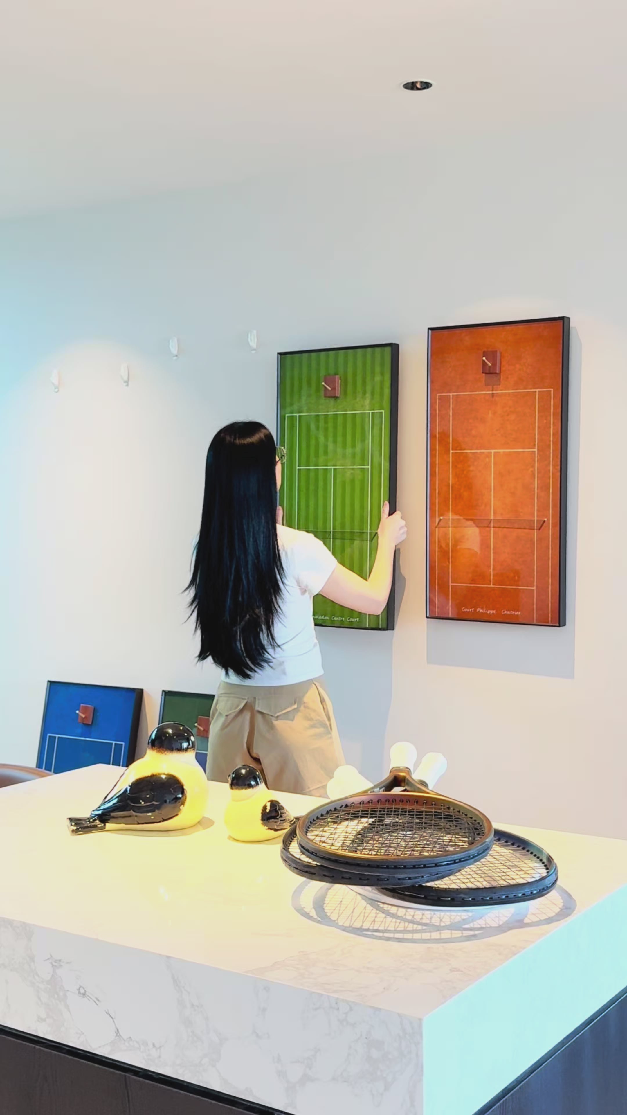 The Four Grand Slams Tennis Racket Display Set – Australia, France, Wimbledon & US Open Inspired（Excluding the racket）