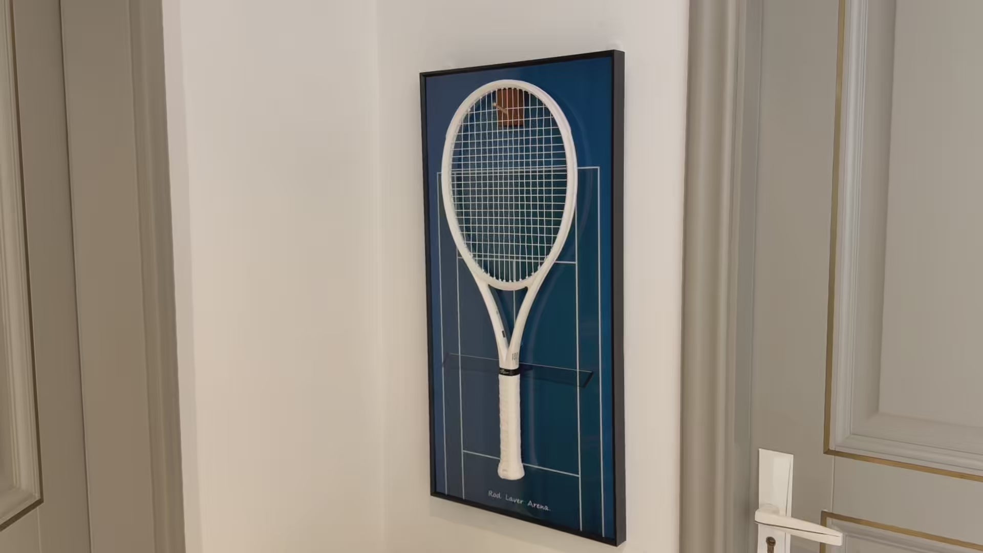 Premium Blue Tennis Wall Frame – Racquet Display Holder for Sports Room & Collection tennis racket rack